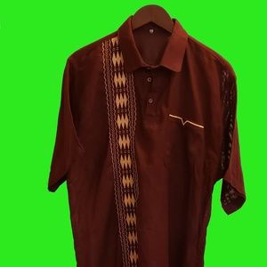 Maroon and gold mesh shirt